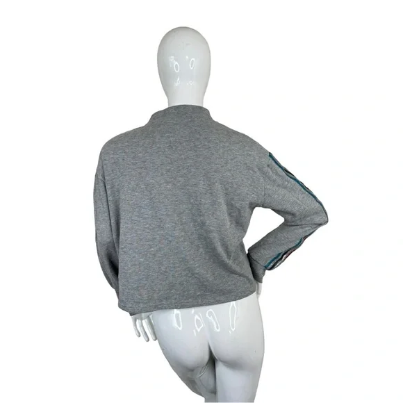 NASA metallic stripes embroidery logo cropped grey pull over light sweater XL - Picture 13 of 14